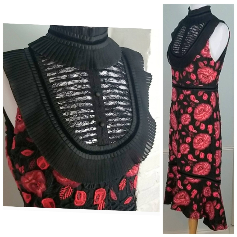 The Alice + Olivia Evelina Lace Rose Mermaid Dress Size 6 - Picture 12 of 16